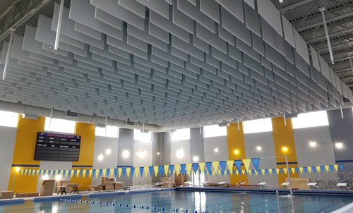 MBI Products Lapindary Acoustic Panels in a swimming pool or natatorium to control noise