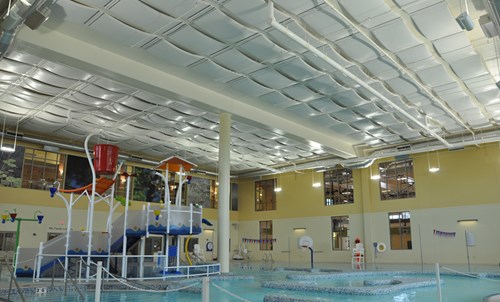 MBI Products Lapindary Acoustic Panels in a swimming pool or natatorium to control noise
